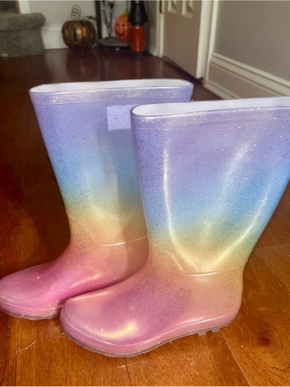Cat & Jack Kids Rainbow Glitter Rain Boots - Purple Pink Blue